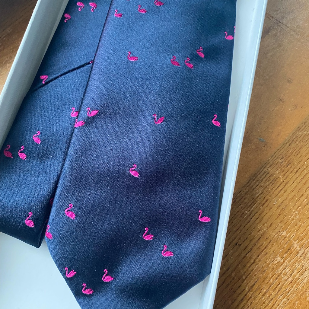 Mr Porter Tie Blue With Pink Swans Men’s Accessories Preppysummer Men’s Tie — image 2 of 4